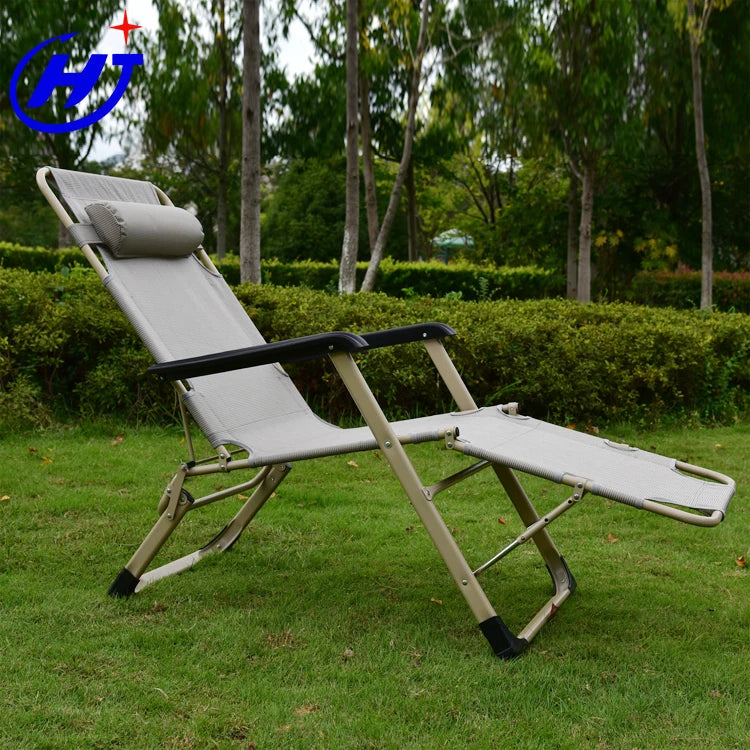 Chaise longue de jardin pliante grise très confortable QWC – Image 3